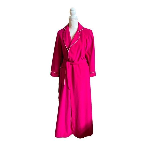 Vintage Kayser Felt Velour Hostess Robe Sleepwear Intimates Hot Pink US Petite - Picture 2 of 11